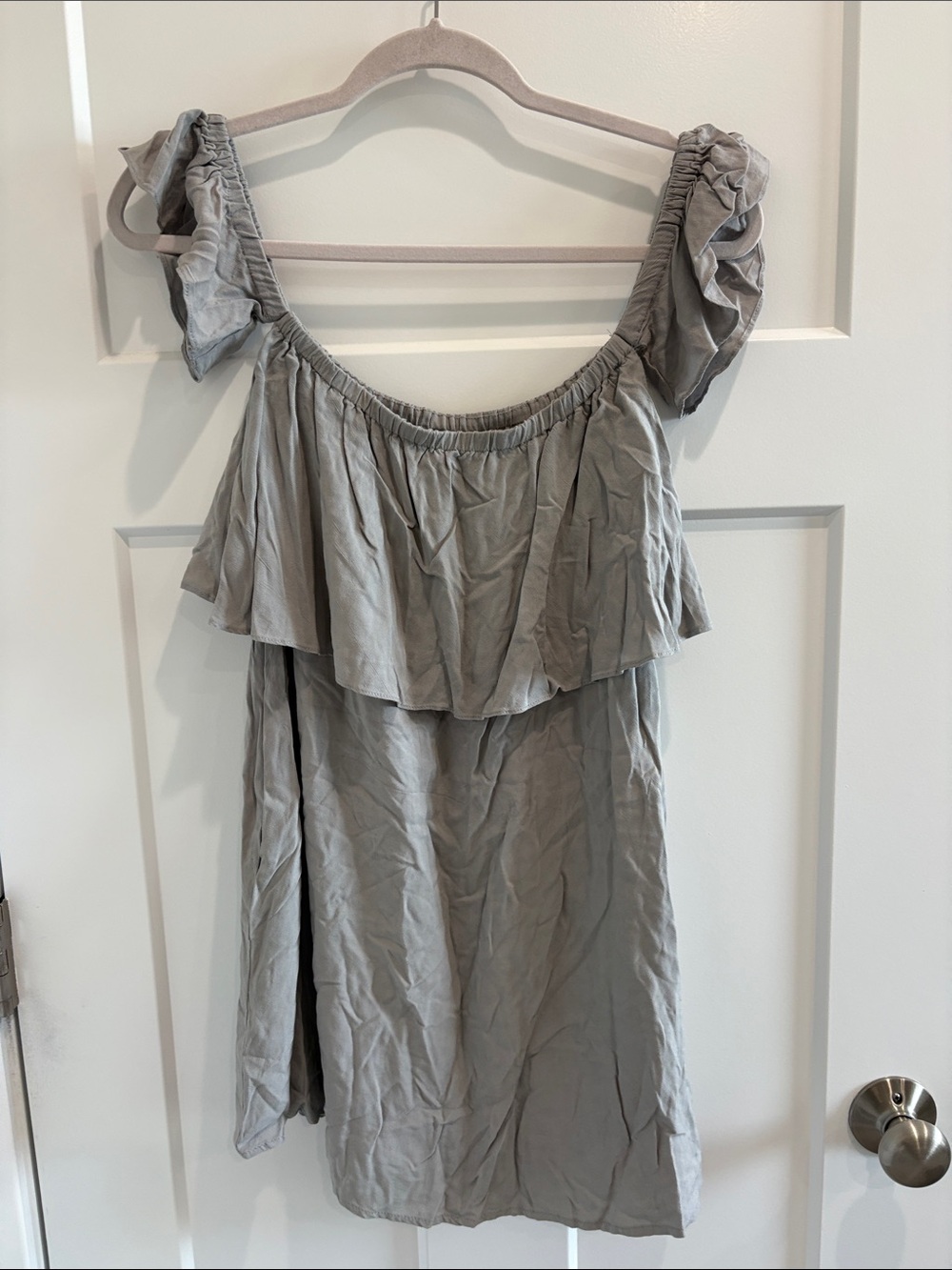 Lightweight Off-Shoulder Mini Dress in Gray